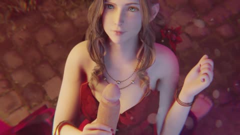 Aerith pov handjob(red dress)