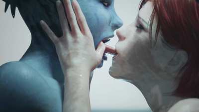 Shepard bonding with Liara (Cum Covered)