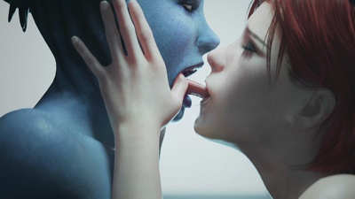 Shepard bonding with Liara (Nude)