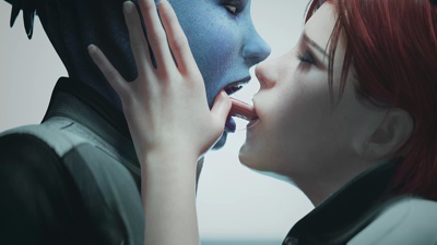Shepard bonding with Liara
