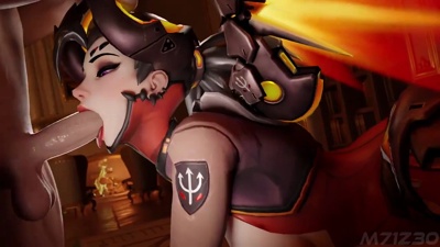 Submissive Mercy getting her mouth stuffed