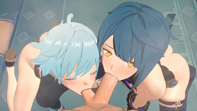 In femboy heaven with Xingqiu and Chongyun