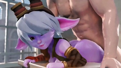 Tristana's big cheeks clapped