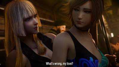 Lili fingering and teasing Asuka In Public (Sub)