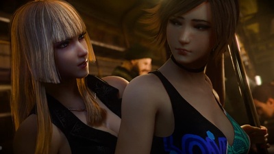 Lili fingering and teasing Asuka In Public