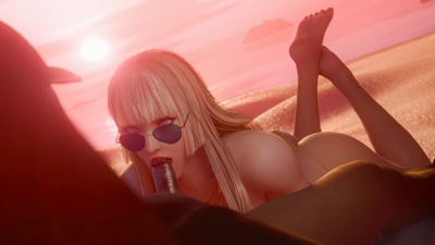 Lili worshipping the BBC with her throat