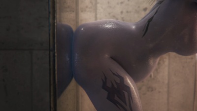 Widowmaker Taking A Huge Dildo While Showering (Pregnant)